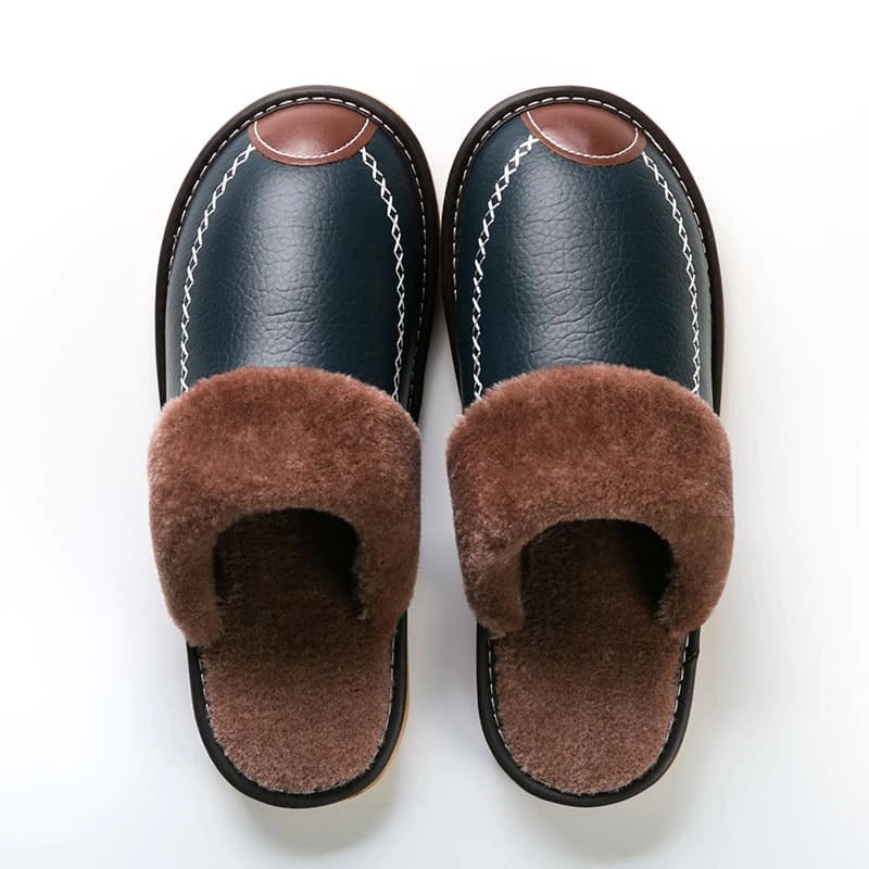 PANTUFLA FORRADA MASCULINA DE CUERO | ORTHOBELLA®