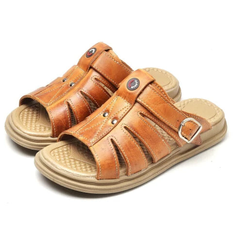 SANDALIA ORTOPÉDICA MASAJEADORA MASCULINA DE CUERO | ANTISTRESS®