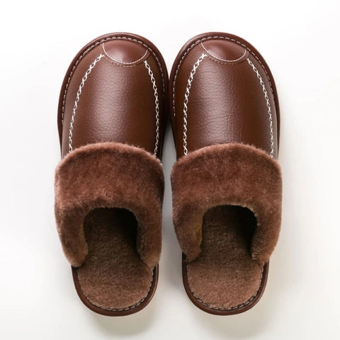 PANTUFLA FORRADA MASCULINA DE CUERO | ORTHOBELLA®