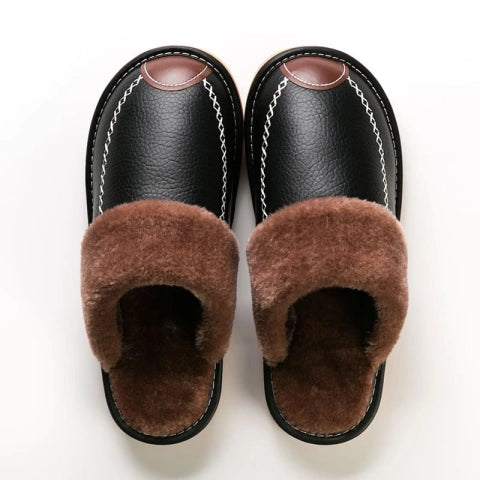 PANTUFLA FORRADA MASCULINA DE CUERO | ORTHOBELLA®